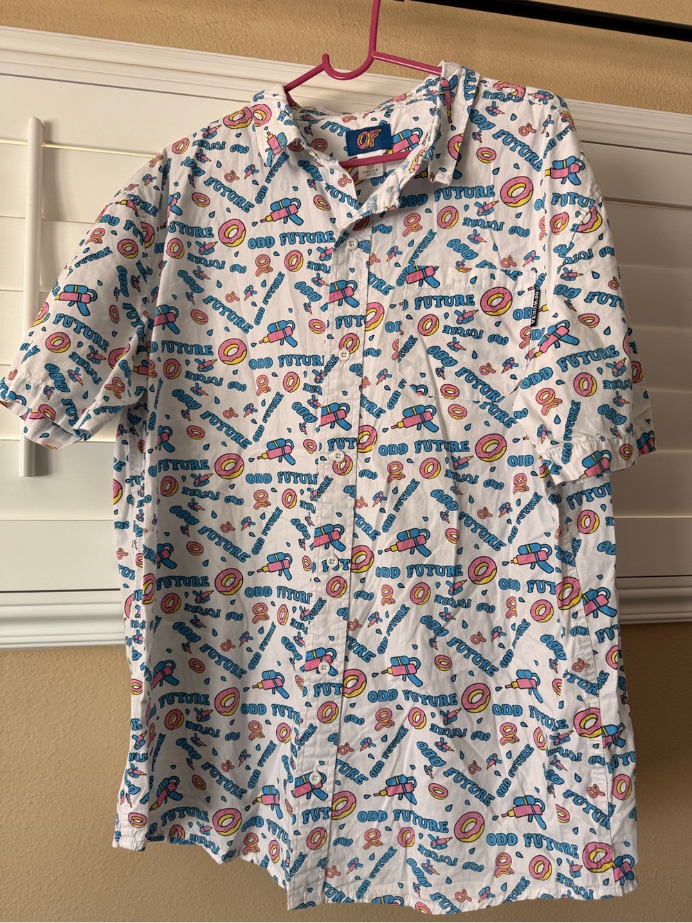 Odd Future White Graphic Short-Sleeve Button-Up Shirt